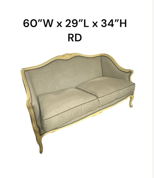 love seat sofa /french grey and white  60x29x34h