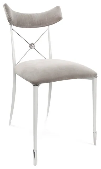 jonathan adler rider dining chair in nickel white legs tan velvet fabric