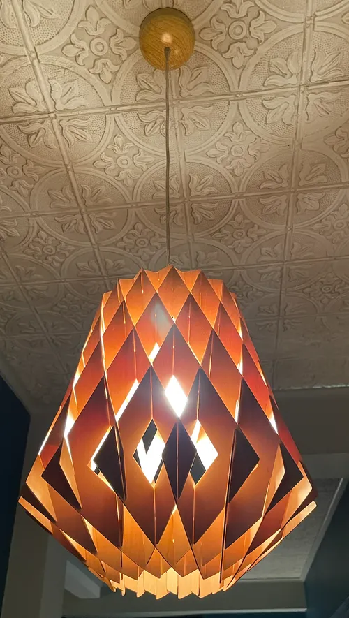 wooden woven pendant light