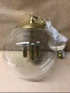 clear glass round pendant light brass chain 