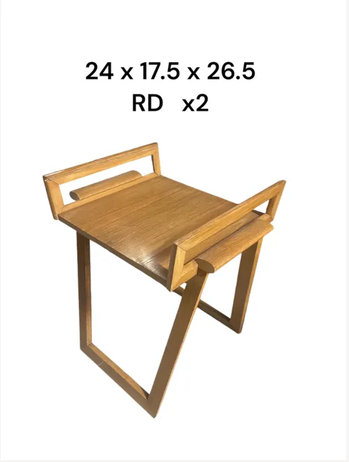 side table blonde wood open sides handles mid century 24x17.5x26.5