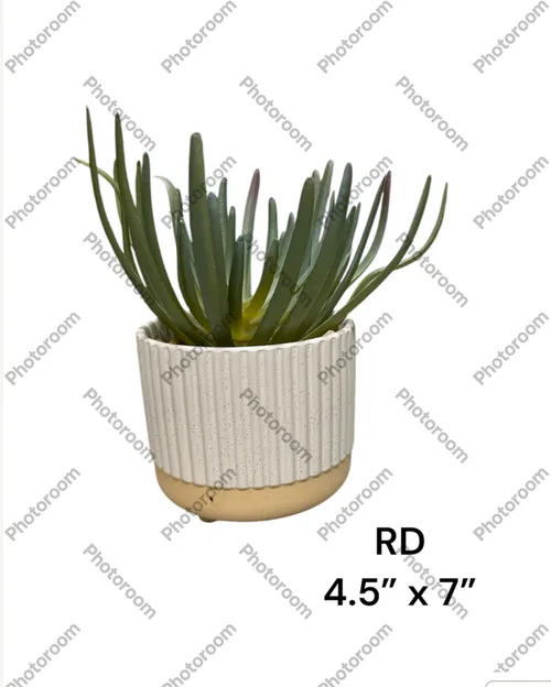 fake plant 4.5x7 offwhite fluted pot
