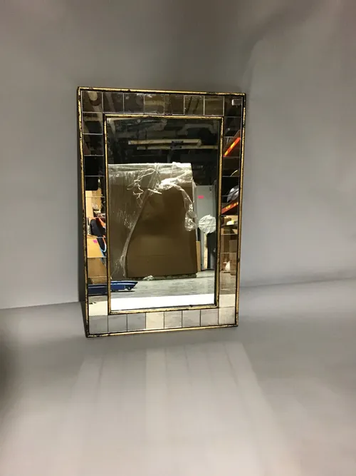 gold frame mirror rectangular with small mirror surround 
