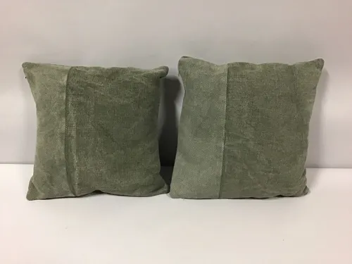 green canvas square pillows