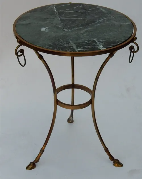 brass tripod pedestal table green marble top 25