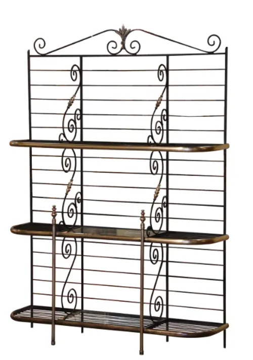 vintage bakers rack/ metal and brass