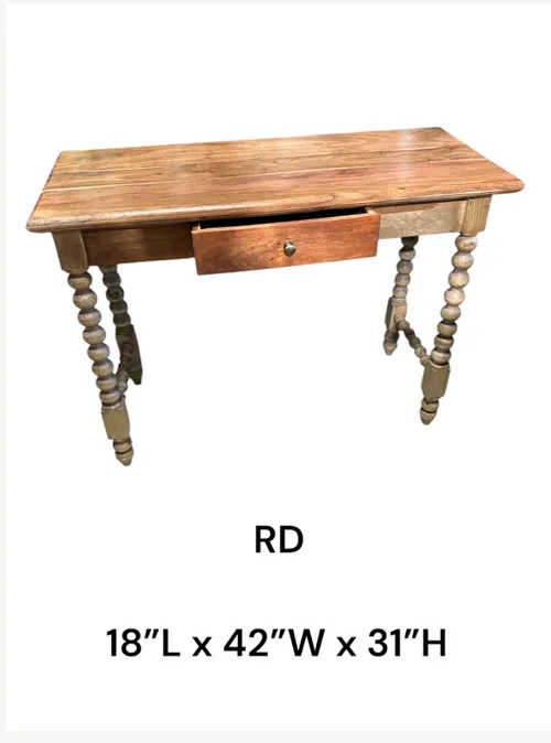 wood farm house desk 1 drawer spindle legs