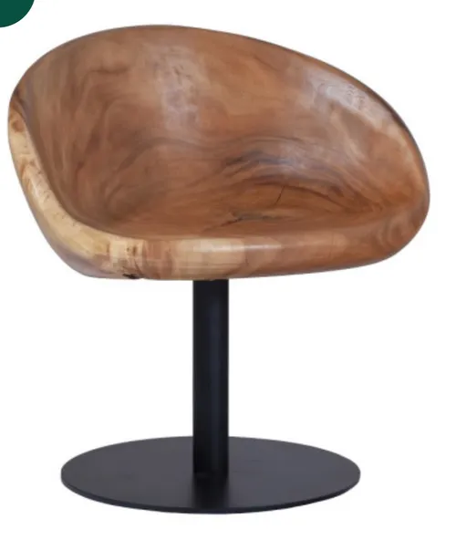 swival chamcha wood chair organic wood chair black metal base wabi sabi