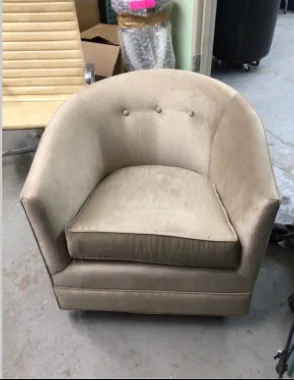 3 button velvet swivel beige /taupe lounge chairs 
