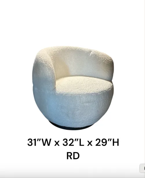 white boucle sivel chair 31x32x29h