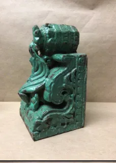 green painted wood architectural element Asian 