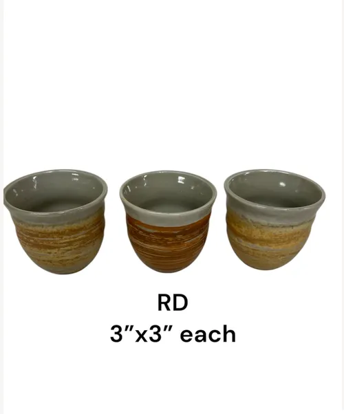 sake/tea ceramic  cups x3 handmadedrip glaze