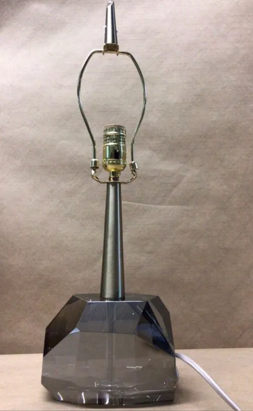 smoke acrylic geo dome base table lamp 