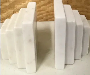 stepped white marble bookends