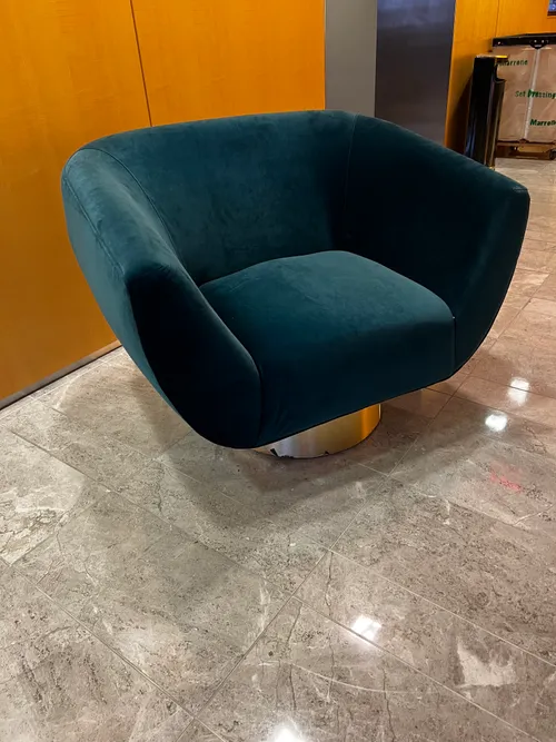 blue turquoise lounge chair velvet  gold base