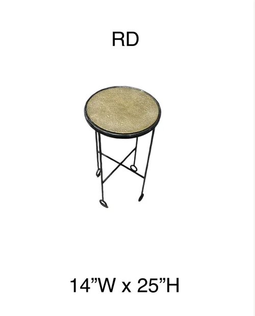 side table iron round stone top
