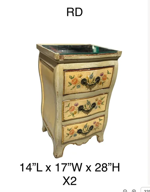 3 drawer painted bedside tables french provincial