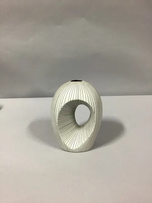 tear drop porcelain textured vase striped vase with hole pencil stripe pattern 