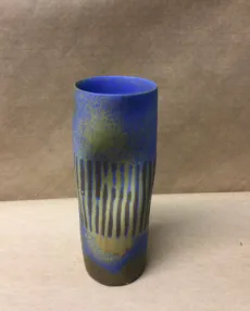 cobalt blue glaze cylinder vase handmade 