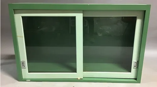 wall vintage medical cabinet w sliding doors