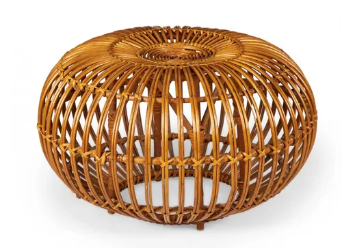 rattan poof low stool round/franco albini 