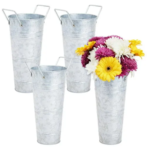 galvanized fresh flower pot display 