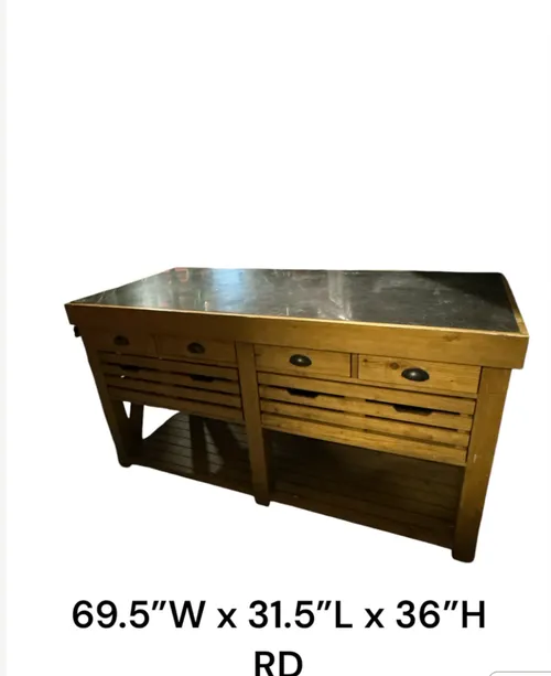kitchen island wood 69.5wx31.5lx36