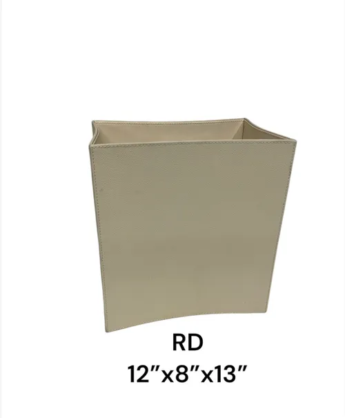 folded leather waste basket 12 x8 x13