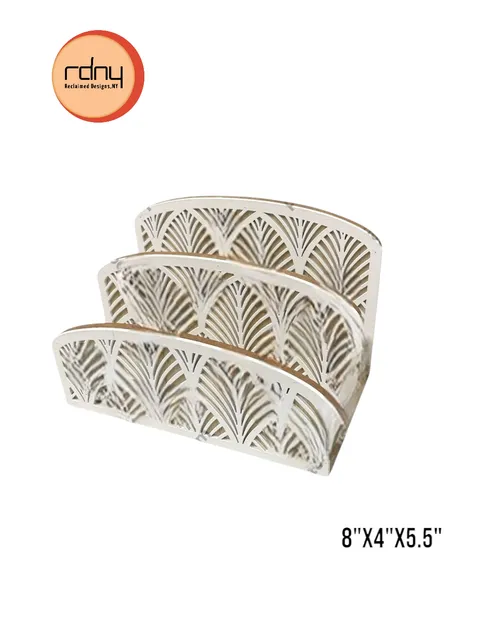 2 slot letter holder white leaf pattern