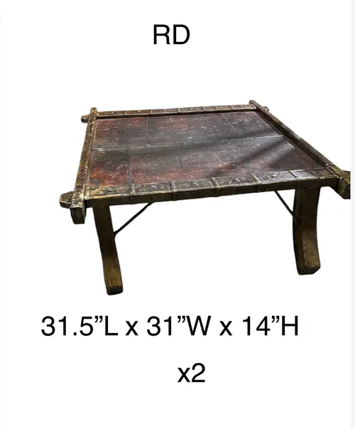low asian coffee table sqaure /converted bullock cart
