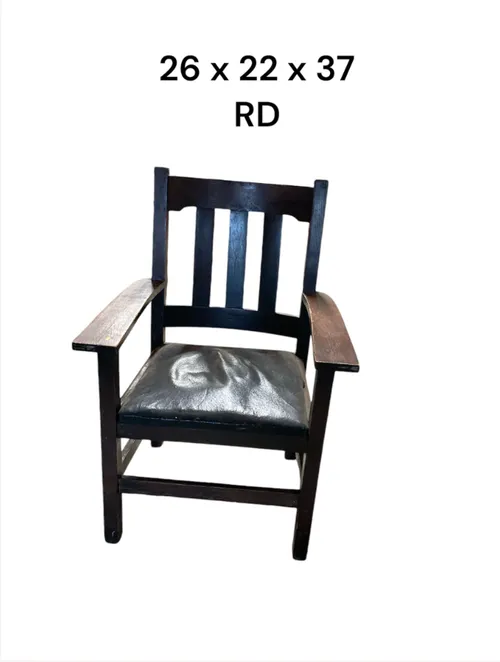 Stickley arm chair wood Gustav Stickley leather seat vintage26 x22x37h