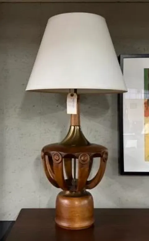 mid cen table lamp wood oversized