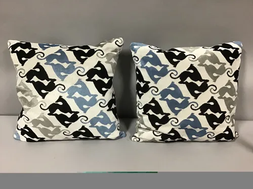 Greyhound Velvet Jacquard Pillow square pillow blue and grey velvet