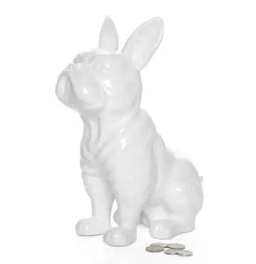 white dog coin bank 