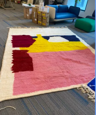 pink yellow red and white beni ourain carpet rug