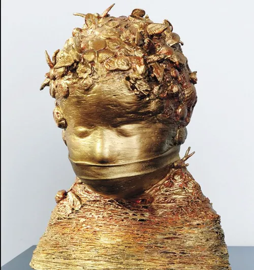  sculpture gold portrait /Norman Ninkowitz 10 x6 x 13