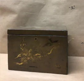 decorative box brown painted ribbon 