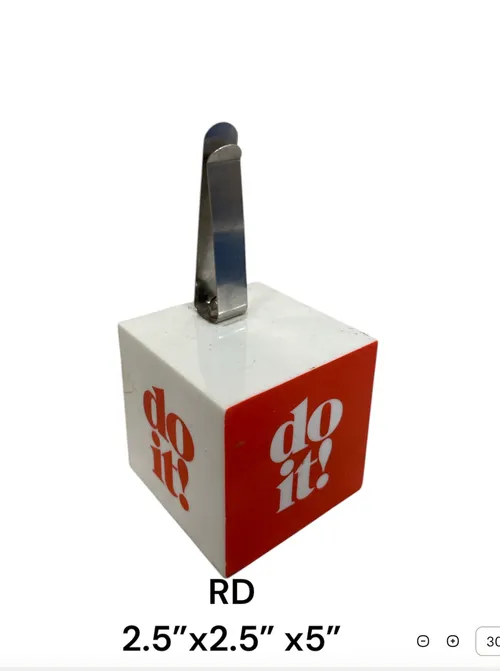 vintage desk top memo holder do it red n white