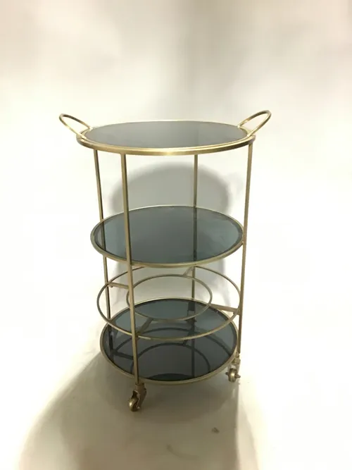  round bar cart gold with smoke glass 