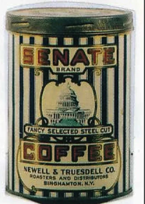 vintage senate brand coffee tin with lid