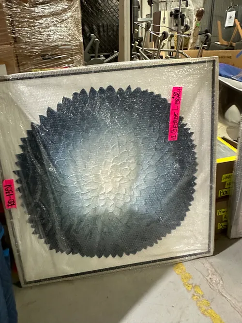 blue flower painting white back ground art left bank 