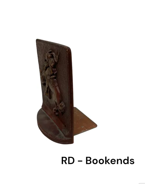 bookend horse relief wood 