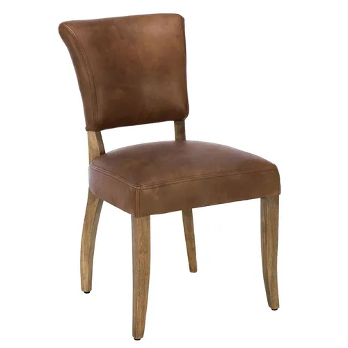 Mimi dining chair by Timothy Oulton brown leather cushion rubber wood frame