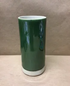 green ceramic vase cylinder