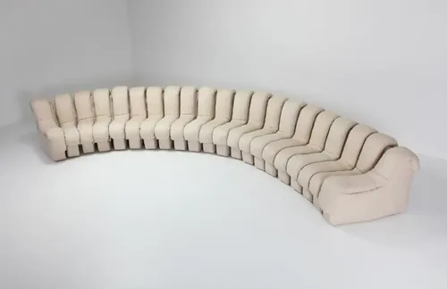 infinity non stop sofa in style of de sede micro velvet curved cream color ultra suede