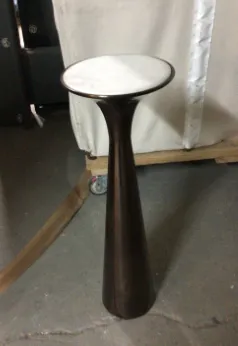small drink side table bronze base white top