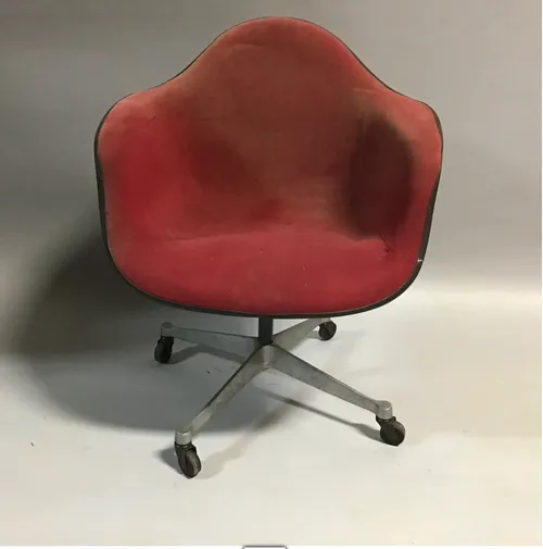 herman miller eames red swivel office chair 