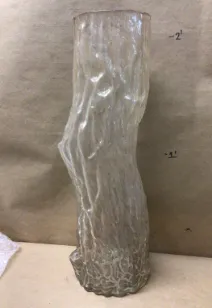 faux bois tree glass large vase ,glass textured log
