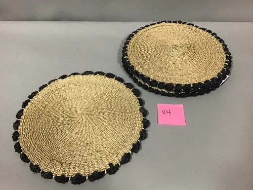 catalonia woven placemats round serena and lily black edge