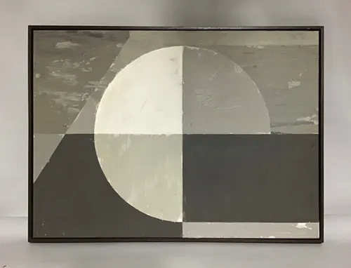 grey circle geo abstract painting 